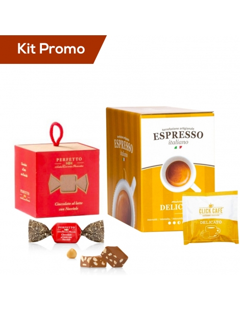 Kit 30 cialde di caffè delicato con cioccolatini al latte con nocciole