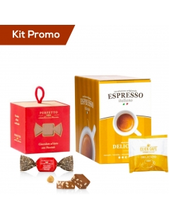 Kit 30 cialde di caffè delicato con cioccolatini al latte con nocciole