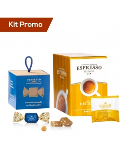 Kit 30 cialde di caffè delicato con cioccolatini al caramello con nocciole