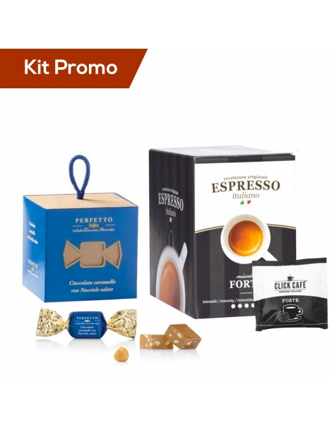 Kit 30 cialde di caffè forte con cioccolatini al caramello con nocciole