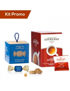 Kit 30 cialde di caffè intenso con cioccolatini al caramello con nocciole