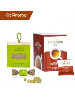 Kit 30 cialde di caffè intenso con cioccolatini al cioccolato bianco con pistacchi