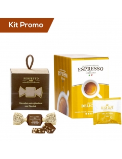Kit 30 cialde di caffè delicato con cioccolatini al cioccolato fondente con nocciole