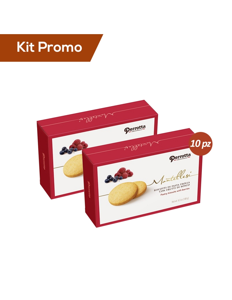 Kit 10 pacchi di biscotti da tè con pasta frolla ai frutti di bosco