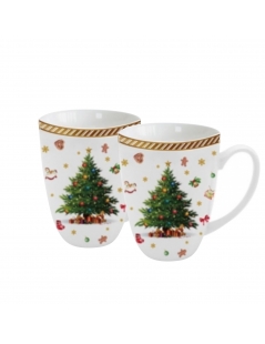 Coppia di tazze ''albero di natale'' in confezione regalo.