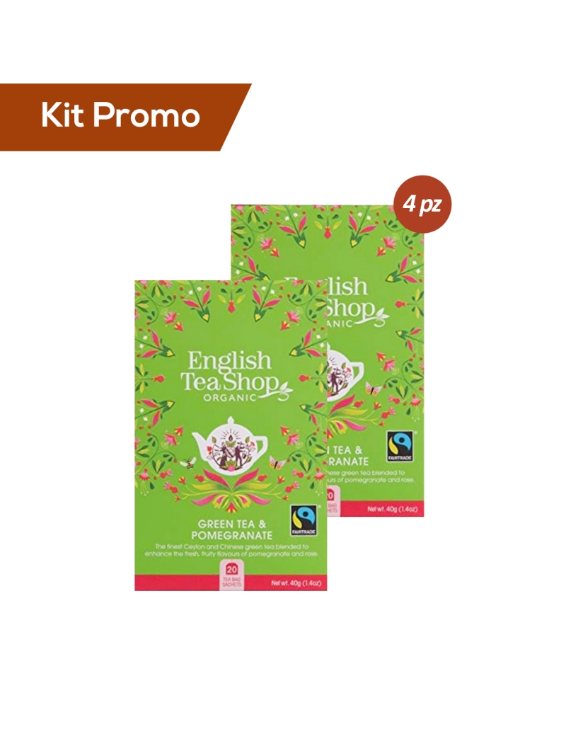Kit 4 pacchi di English Tea Shop, Tè Verde e Melagrana Bio