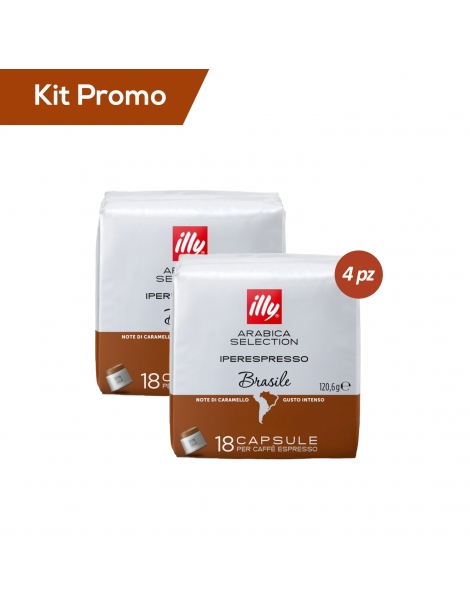 Kit 4 pacchi di capsule di caffè originali Illy* Iperespresso, Monoarabica Brasile