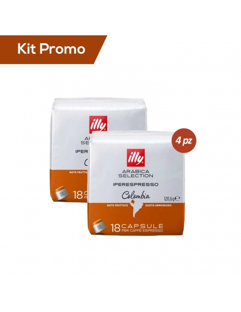 Kit 4 pacchi di capsule di caffè Illy* Iperespresso Monoarabica, Colombia