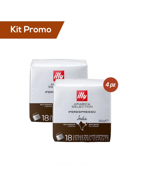 Kit 4 pacchi di capsule di caffè originali Illy* Iperespresso, India