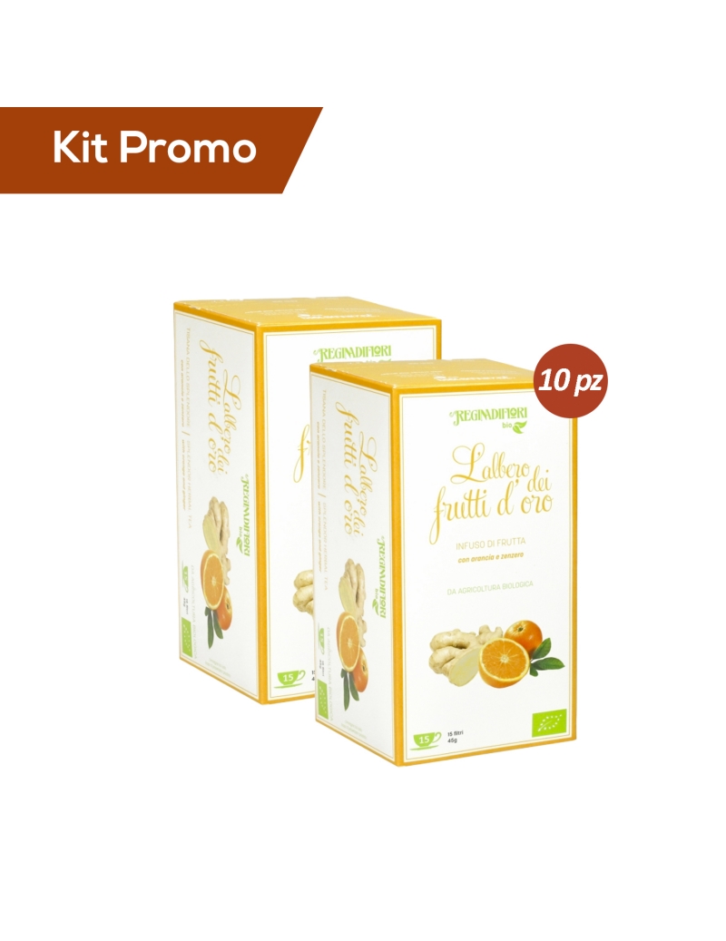Kit 10 astucci Infuso Arancia e Zenzero Bio, regina di fiori