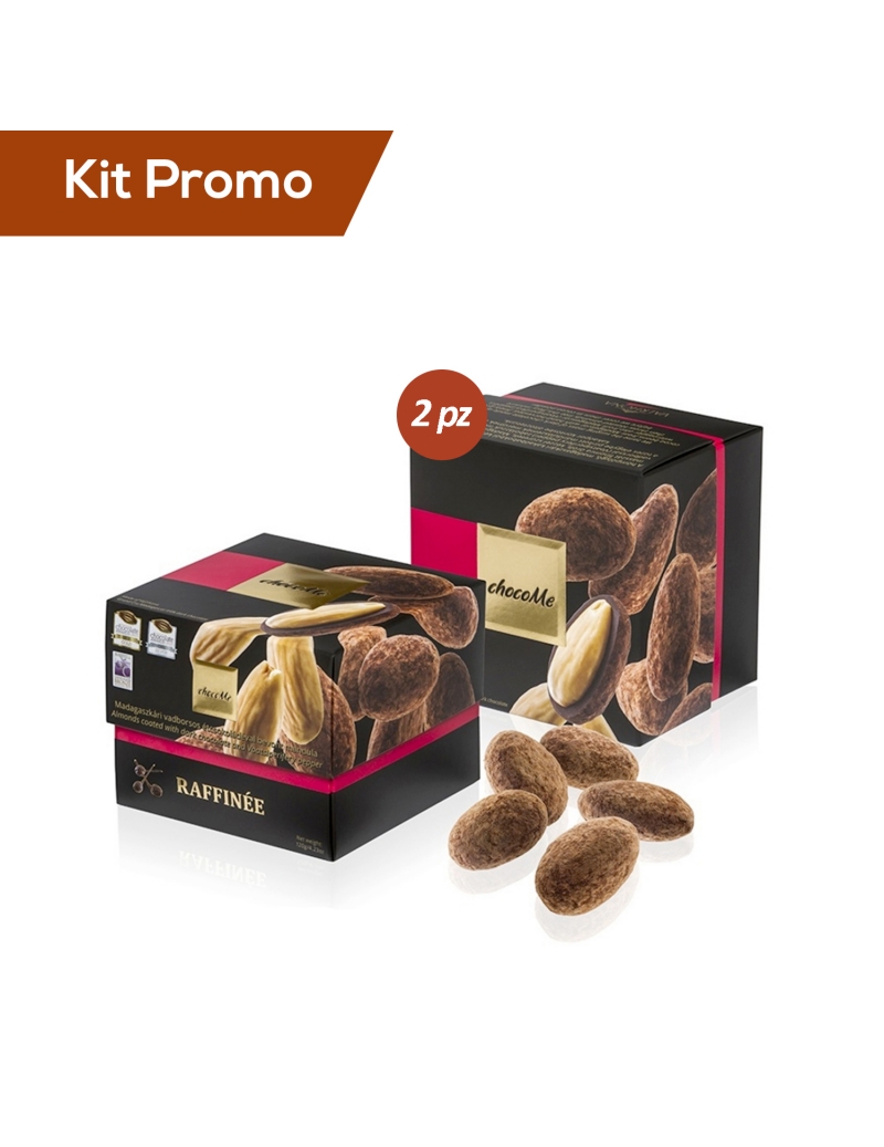 Kit 2 box di Mandorle ricoperte con cioccolato fondente e pepe selvatico