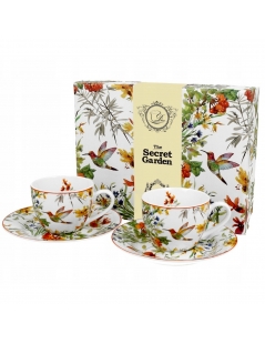 Set 2 Tazzine da Caffè Con Piattino Uccelli In Confezione Regalo