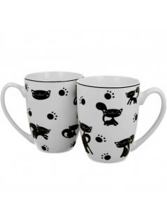 Set 2 Tazze ''gatto nero'' in confezione regalo
