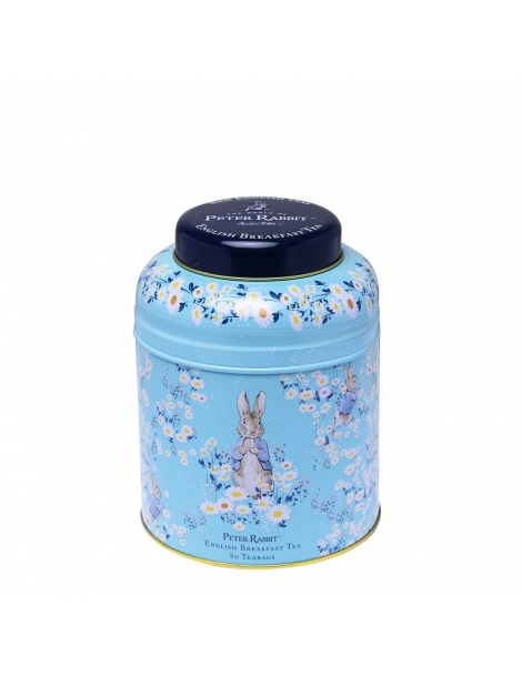 Latta di tè nero English Breakfast Peter Rabbit azzurra, English Teas