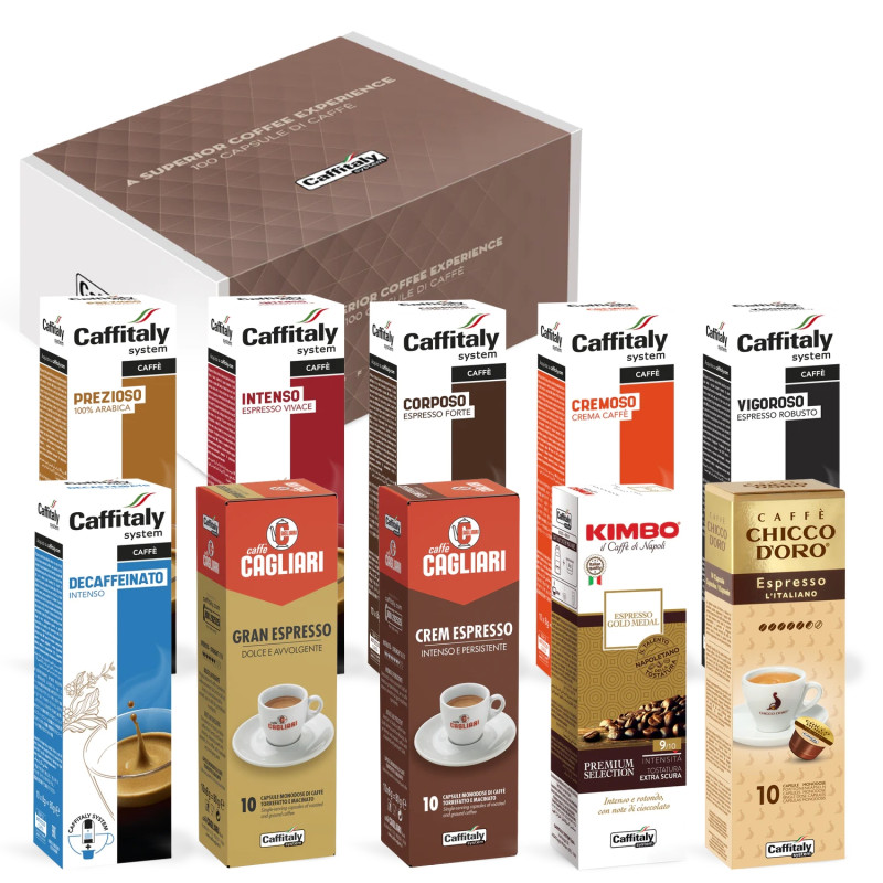 Box Caffitaly Experience, 100 capsule caffè miscela assortite