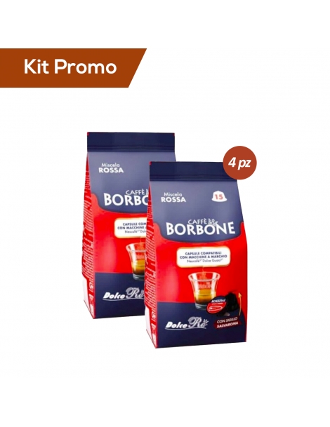 Kit 4 sacchetti di capsule Dolce Gusto Miscela rossa Borbone