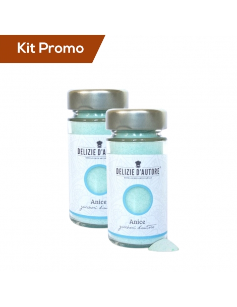 Kit 2 vasetti di zucchero aromatizzato all'anice da 90 gr