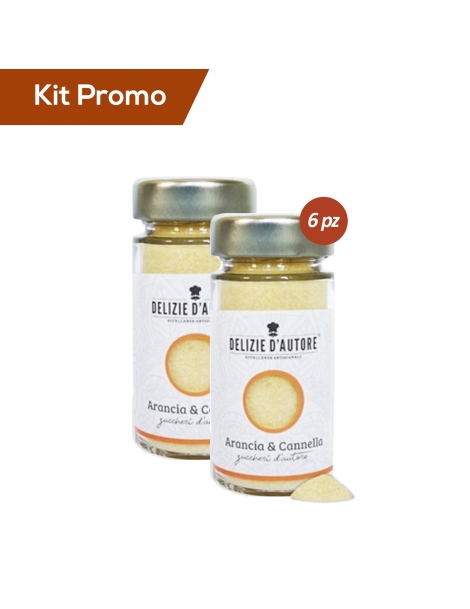 Kit 6 vasetti di zucchero aromatizzato arancia e cannella 90 gr