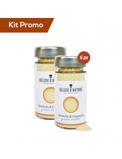 Kit 6 vasetti di zucchero aromatizzato arancia e cannella 90 gr