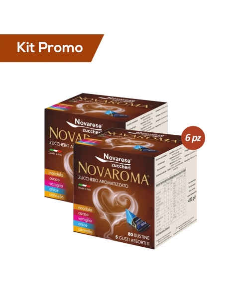 Kit 6 astucci di zucchero aromatizzato, 5 gusti