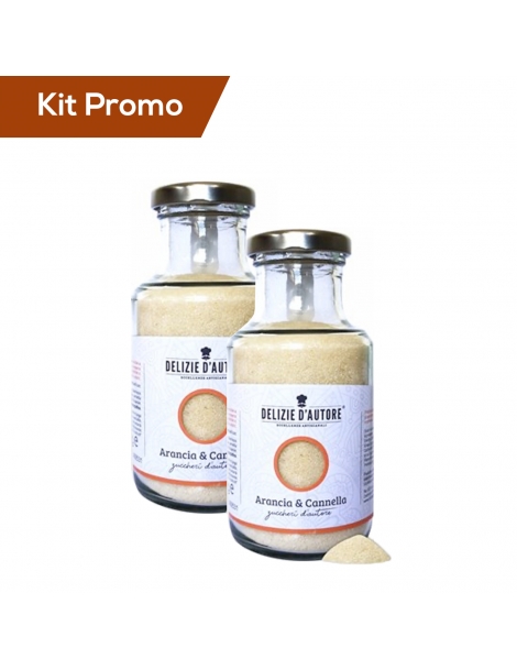 Kit 2 vasetti di zucchero aromatizzato arancia e cannella 220 gr