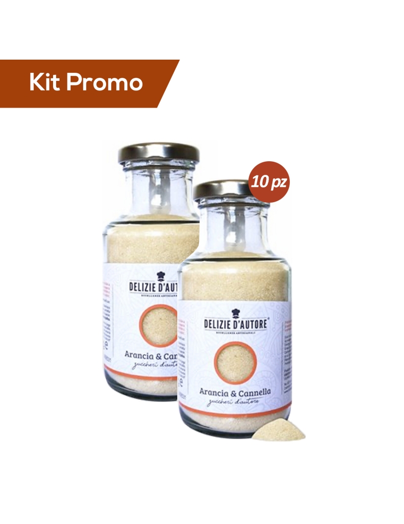 Kit 10 vasetti di zucchero aromatizzato arancia e cannella 220 gr