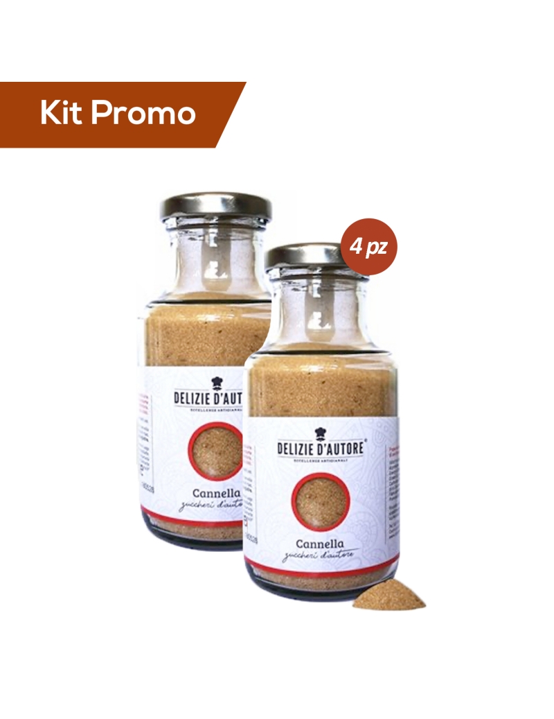 Kit 4 vasetti di zucchero aromatizzato alla cannella 220 gr