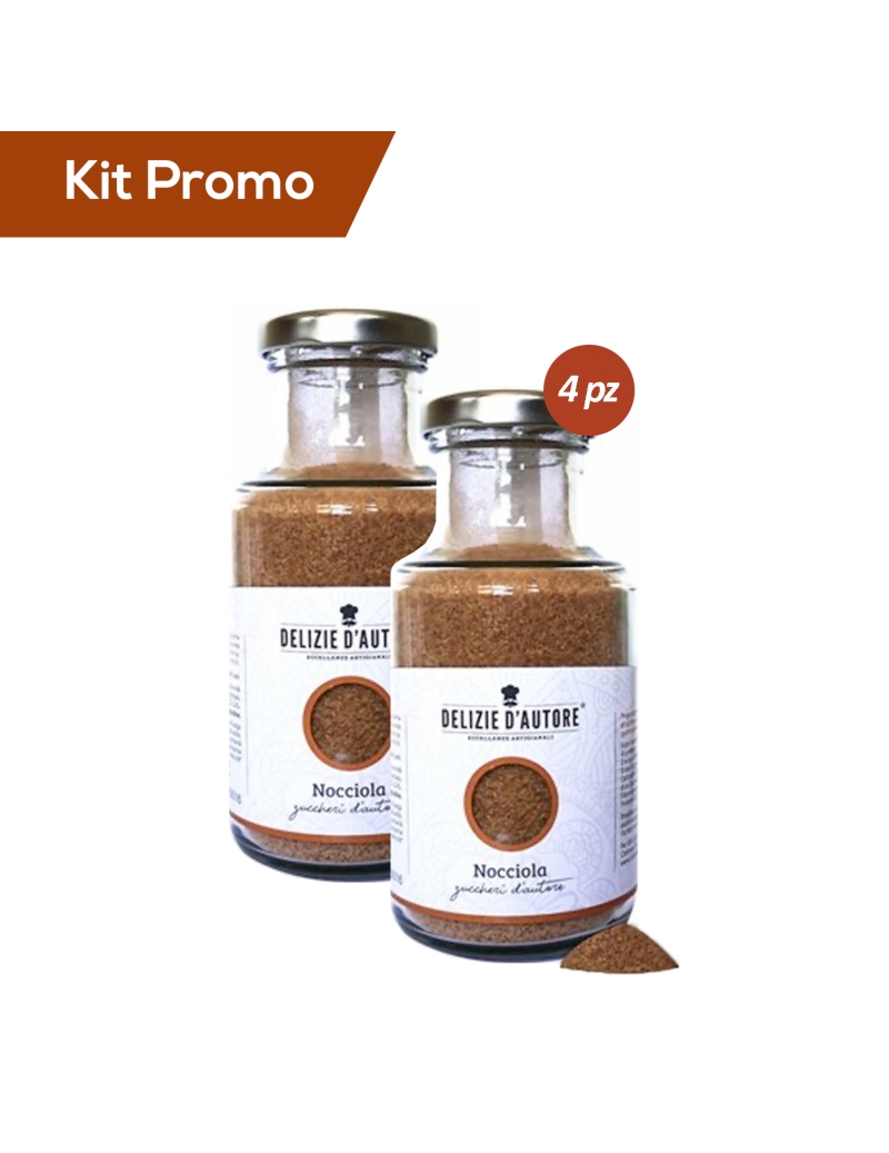 Kit 4 vasetti di zucchero aromatizzato alla nocciola da 220 gr