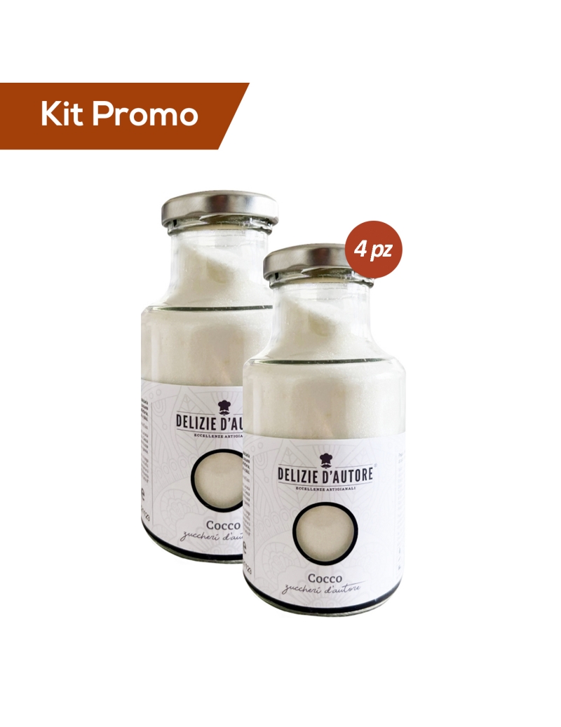 Kit 4 vasetti di zucchero aromatizzato al cocco da 220 gr