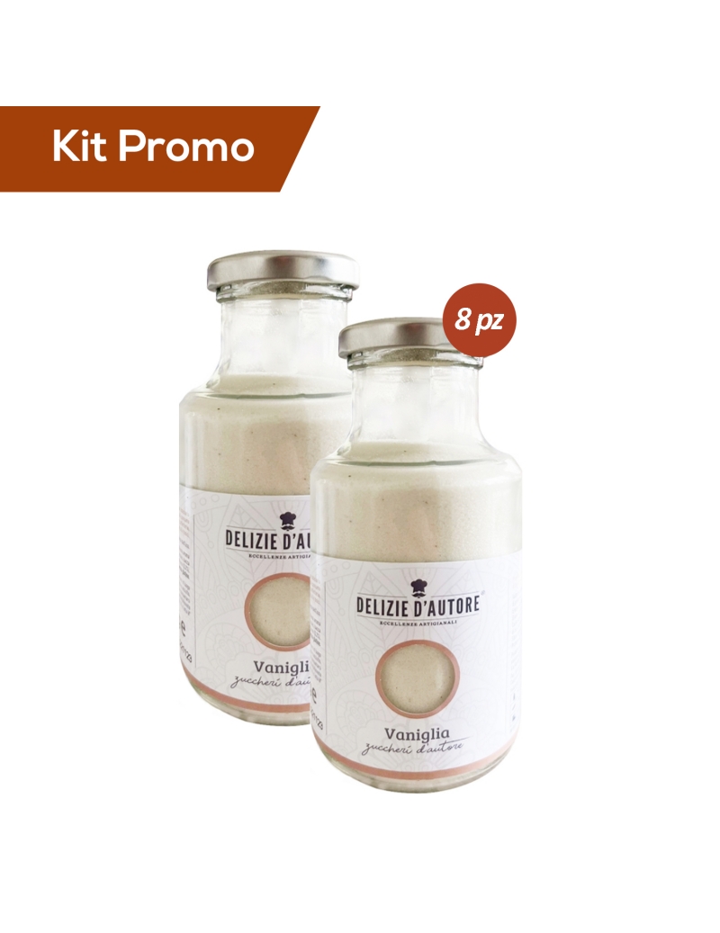 Kit 8 vasetti di zucchero aromatizzato alla vaniglia da 220 gr