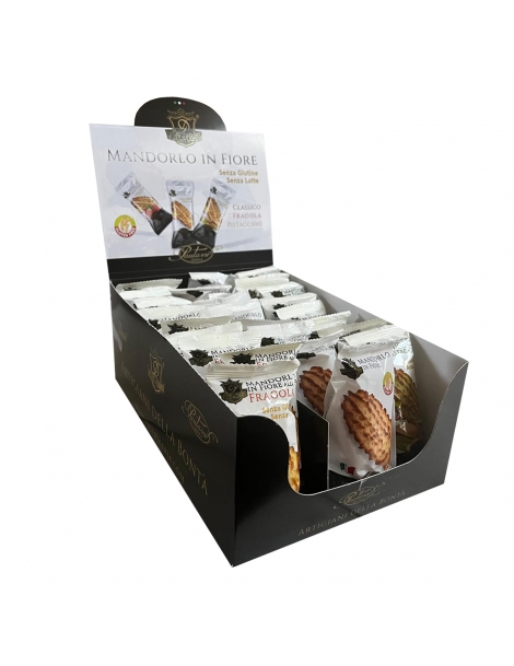 Espositore Pasta Di Mandorle al gusto Pistacchio, Fragola e Classico Senza Glutine