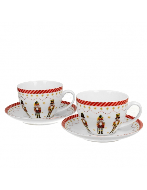 Confezione Regalo 2 Mug Con Piattino 270 Ml Christmas Nutcracker