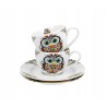 Set 2 Tazzine Caffè Con Piattino Gufo In Confezione Regalo