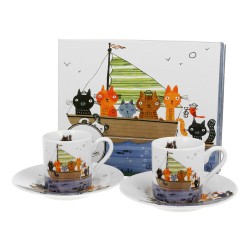 Tazzine da caffè in porcellana, Gattini in viaggio