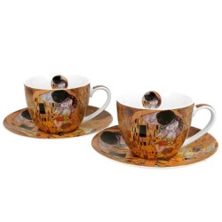 Set 2 Tazzine Caffè Con Piattino "Il Bacio" Klimt