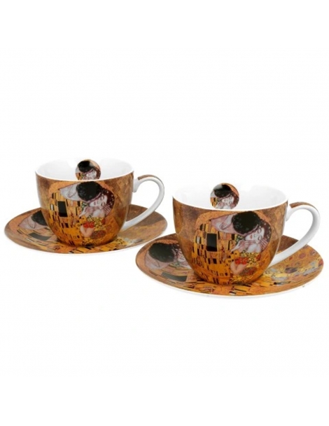 Set 2 Tazzine Caffè Con Piattino "Il Bacio" Klimt