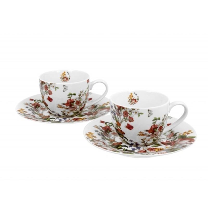 Set 2 Tazzine Caffè Con Piattino, Fiori