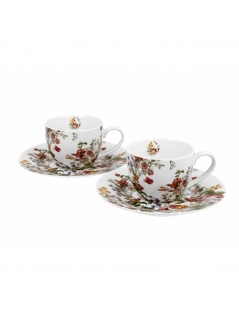 Set 2 Tazzine Caffè Con Piattino, Fiori