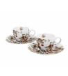 Set 2 Tazzine Caffè Con Piattino, Fiori