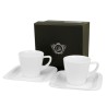 Set 2 Tazzine Caffè Con Piattino Porcellana Bianca Confezione Regalo