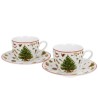 Set 2 Tazzine Da Caffè Con Piattino Christmas Tree