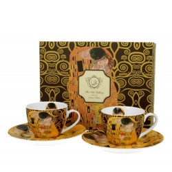 Set 2 Tazzine Caffè Con Piattino Il Bacio Di Klimt Brown