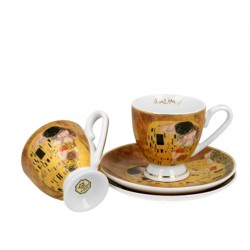 Set 2 Tazzine Caffè Con Piattino Il Bacio Di Klimt Golden Line
