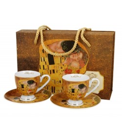 Set 2 Tazzine Caffè Con Piattino Il Bacio Di Klimt Golden Line
