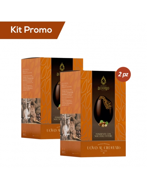 Kit 2 Uova di cioccolato fondente con nocciole intere