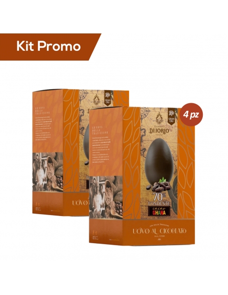 Kit 4 Uova di cioccolato 70% fondente con cacao Ghana