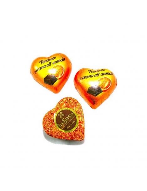 Cioccolatini a forma di cuore fondenti Ripieni Di Crema All'Arancia