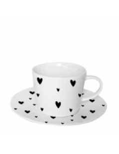 Tazza Con Piattino Cuori neri Serie 6