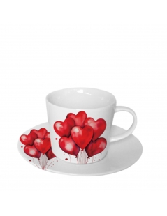 Tazza Con Piattino, palloncini a cuore