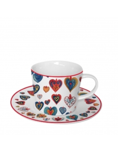 Tazza Con Piattino Cuori Colorati